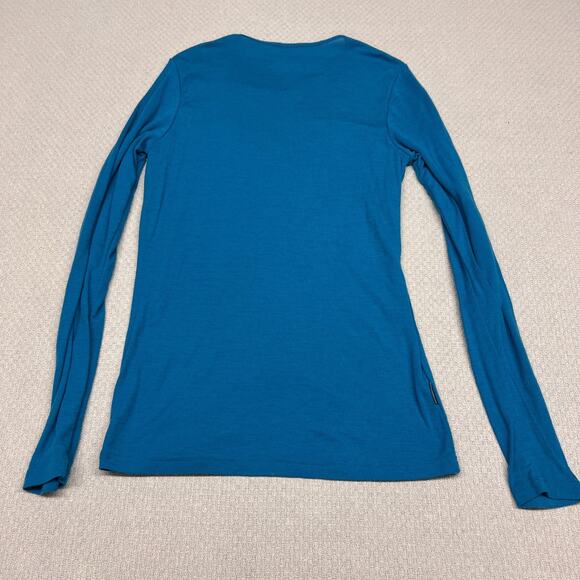 Icebreaker Shirt Womens XL Blue Merino Wool Bodyfit Basics 200 Running Stretch - Picture 2 of 5